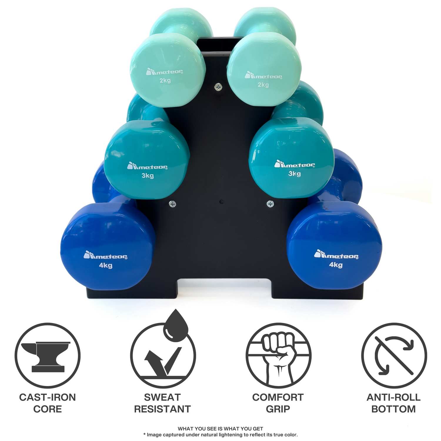 METEOR Anti Slip Vinyl Dumbbell Pair Weightlifting Dumbbell Set Barbell