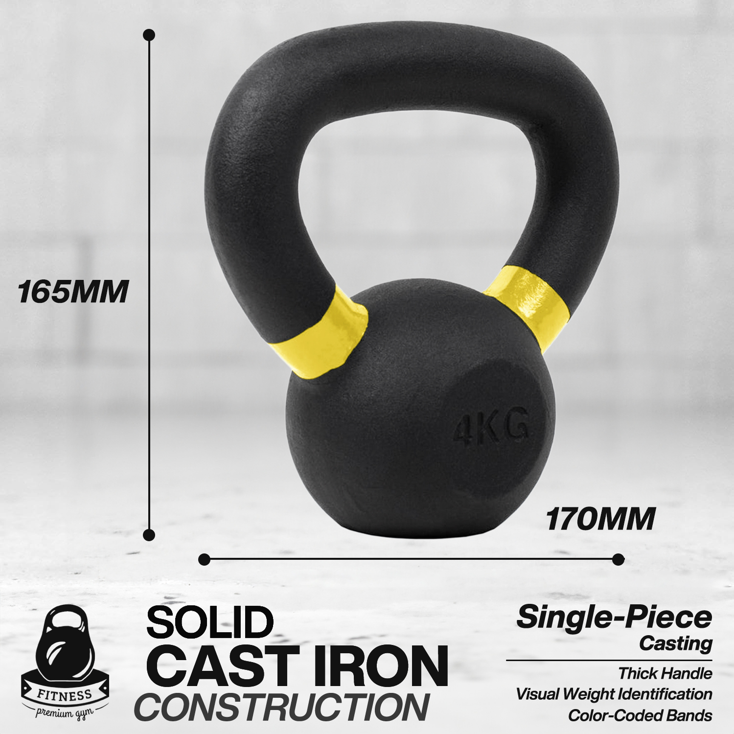 METEOR 4-24kg Cast Iron Kettlebells with Color-Coding Weightlifting Kettlebells - Picture 13 of 77