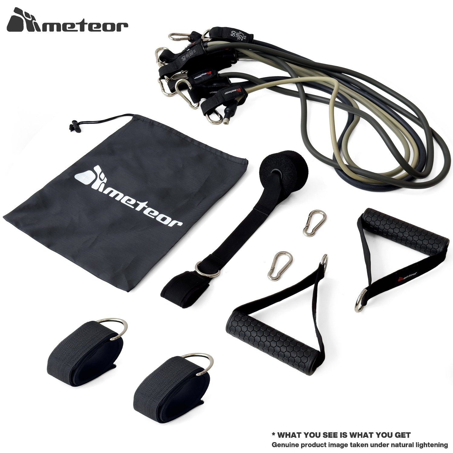 METEOR Resistance Bands Set, All-in-One Exercise Kit, 5-70kg Resistance - Picture 11 of 49