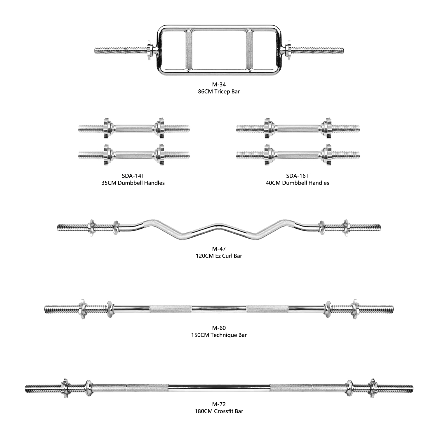 METEOR Standard Barbell Weightlifting Bar-Dumbell Handles-Tricep Bar-Ez Curl Bar - Picture 22 of 99
