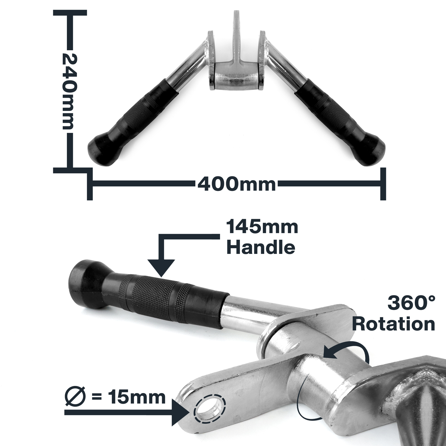 METEOR Cable Pulley Attachment Tricep Rope V Grip LAT Pull Down Gym Accessory - Picture 49 of 122