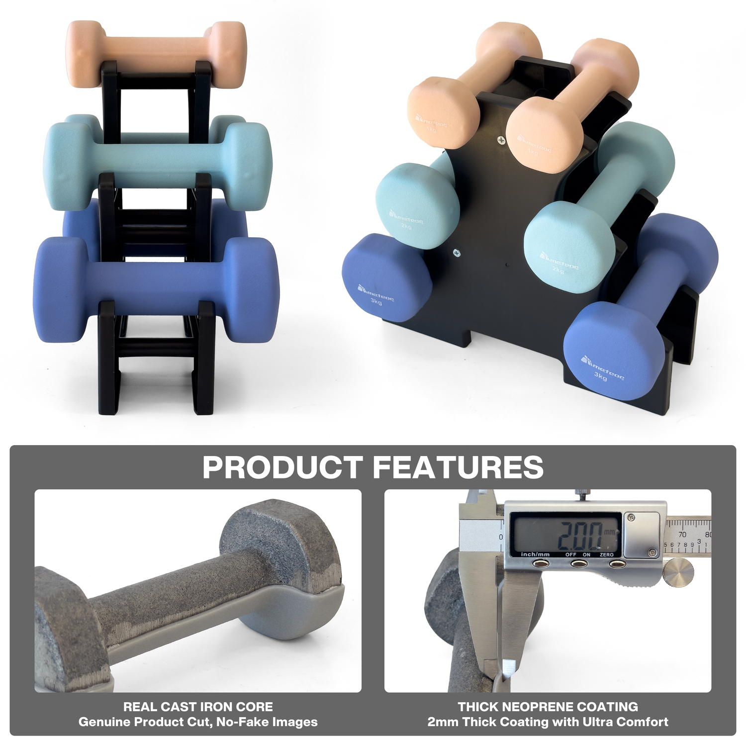METEOR Anti-Slip Dumbbell-Dumbbell Set-Weightlifting-Barbell-Gym Weights - Picture 83 of 104