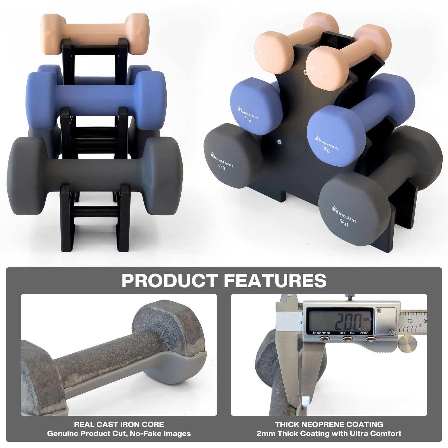 METEOR Anti-Slip Dumbbell-Dumbbell Set-Weightlifting-Barbell-Gym Weights - Picture 91 of 104