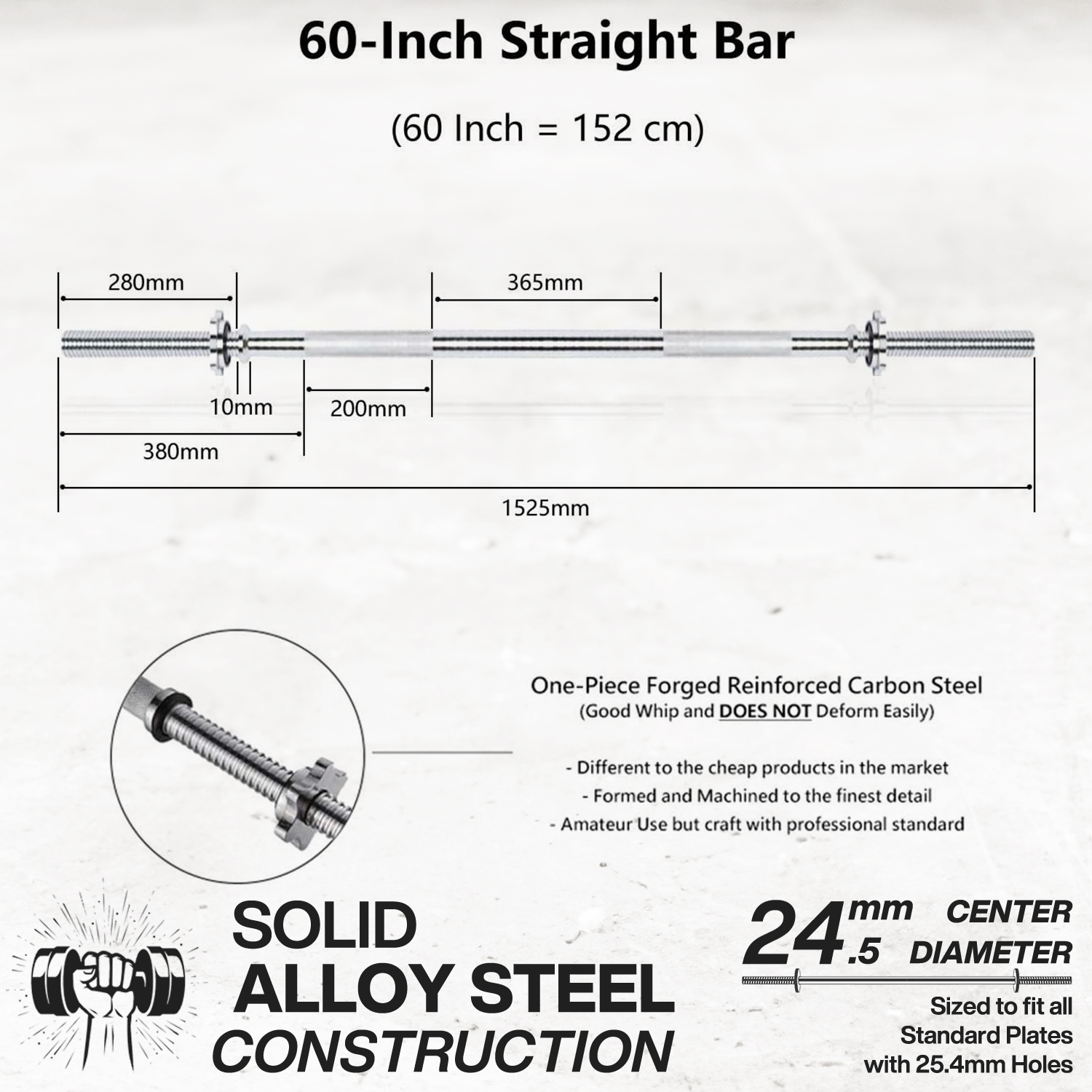 METEOR Standard Barbell Weightlifting Bar-Dumbell Handles-Tricep Bar-Ez Curl Bar - Picture 58 of 99