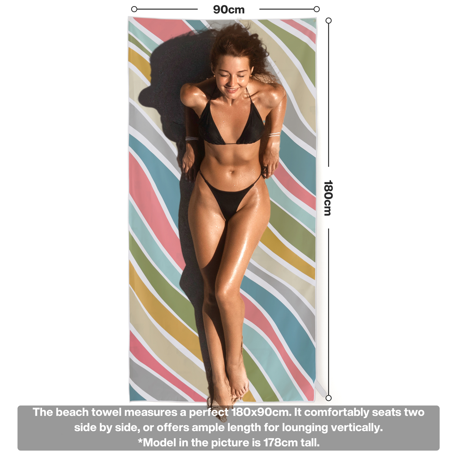 METEOR 180x90cm Extra Large Beach Towel, Sand Free, Quick Dry, With Carry Bag - Picture 53 of 203