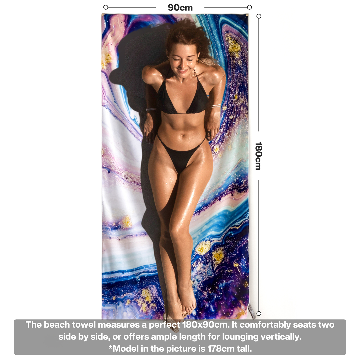 METEOR 180x90cm Extra Large Beach Towel, Sand Free, Quick Dry, With Carry Bag - Picture 81 of 203