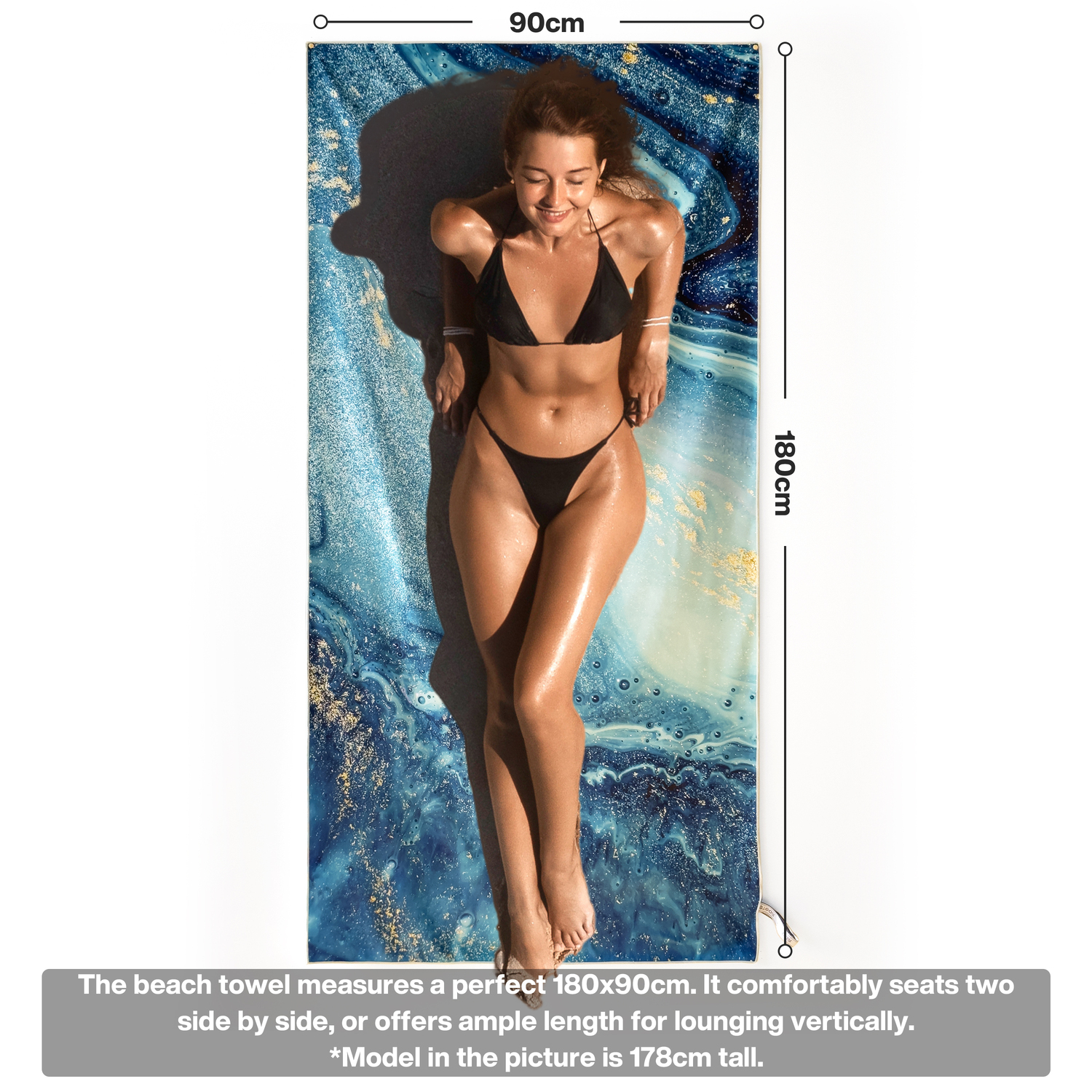 METEOR 180x90cm Extra Large Beach Towel, Sand Free, Quick Dry, With Carry Bag - Picture 88 of 203