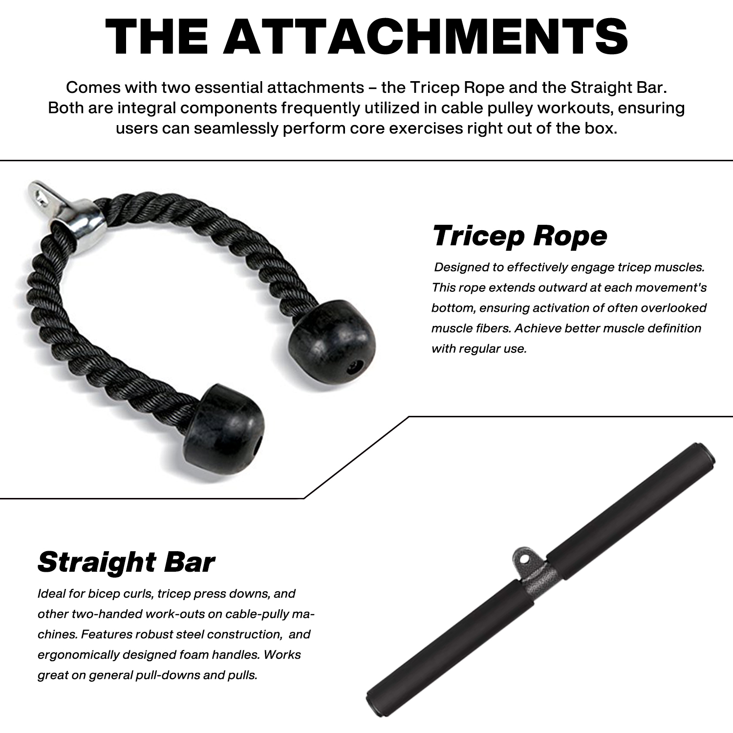 METEOR Cable Pulley Attachment Tricep Rope V Grip LAT Pull Down Gym Accessory - Picture 119 of 122
