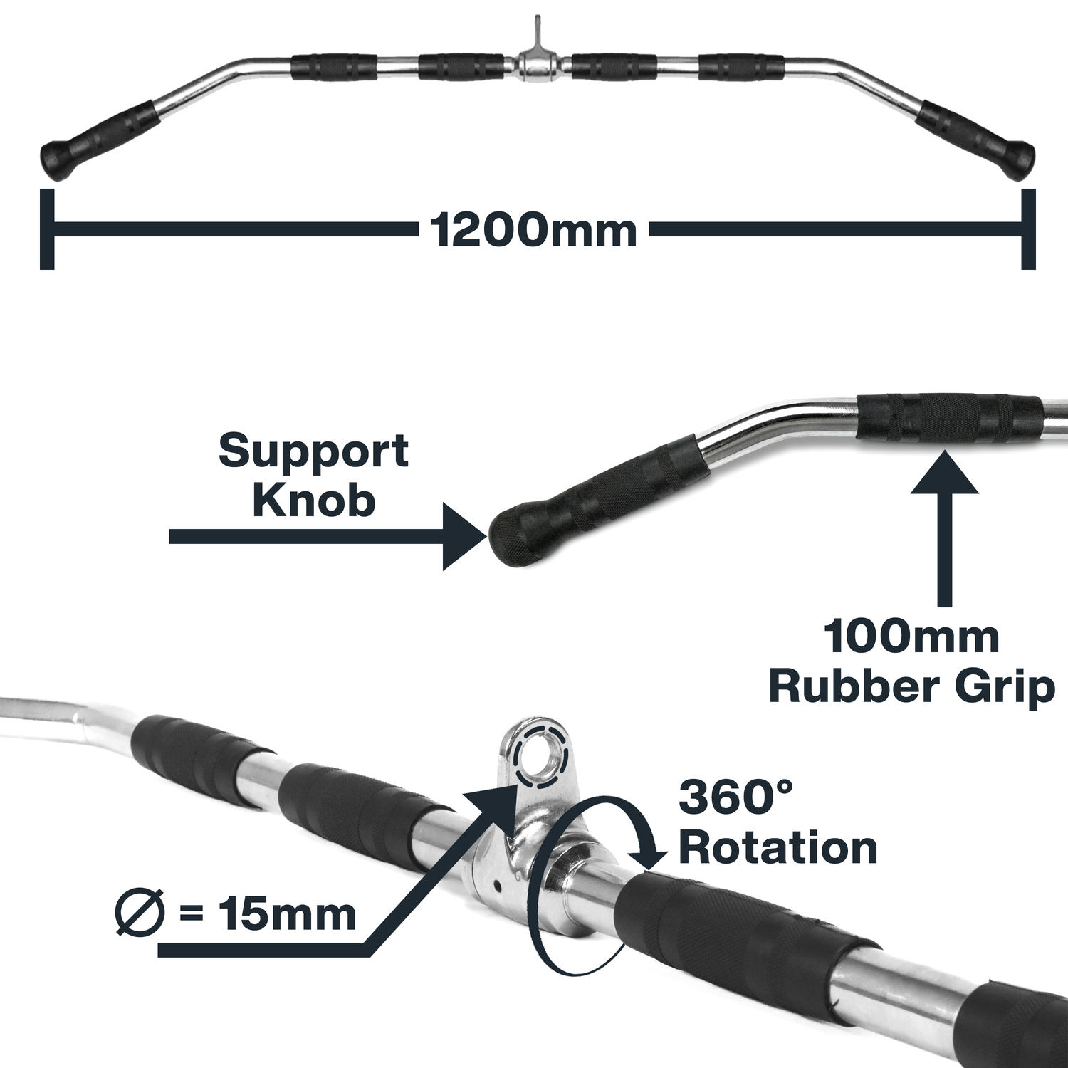 METEOR Cable Pulley Attachment Tricep Rope V Grip LAT Pull Down Gym Accessory - Picture 59 of 122
