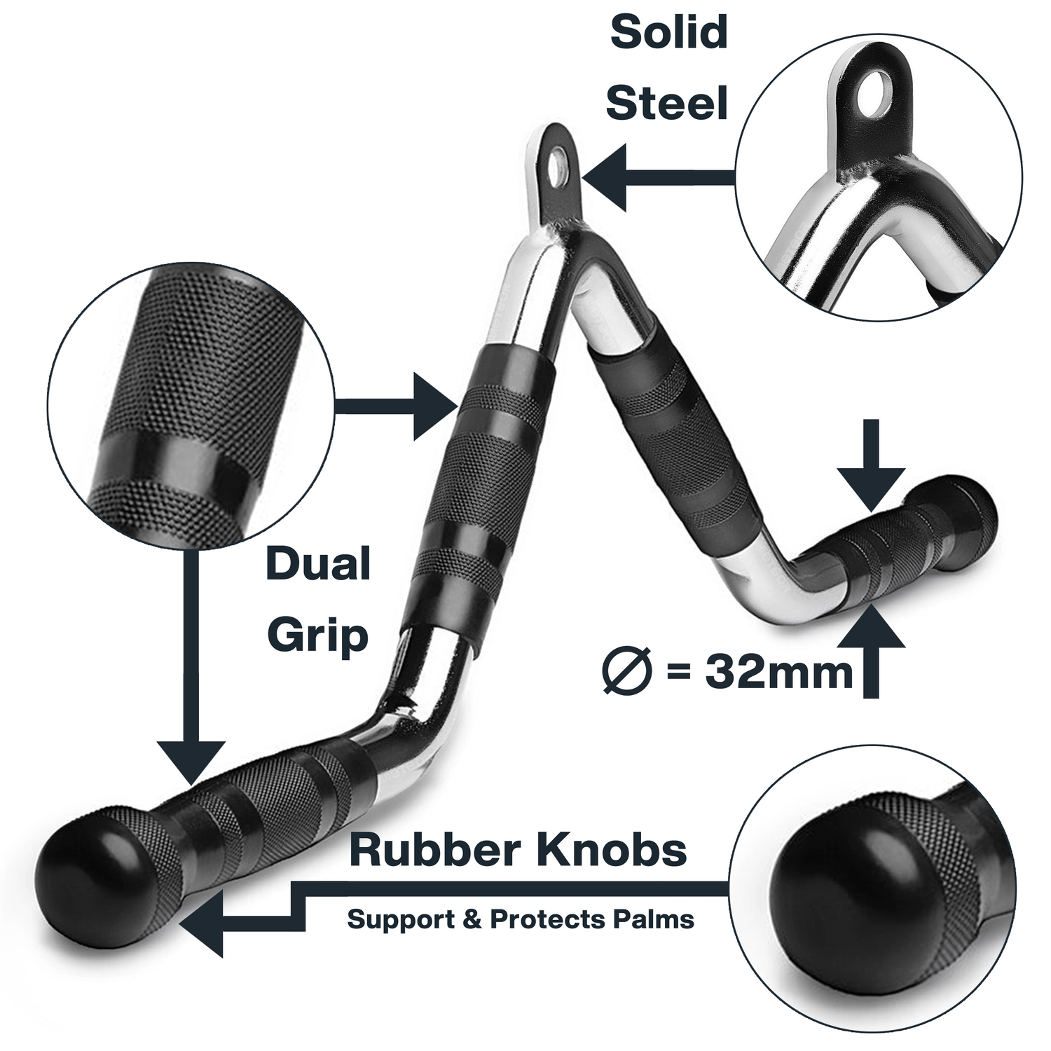 METEOR Cable Pulley Attachment Tricep Rope V Grip LAT Pull Down Gym Accessory - Picture 86 of 122