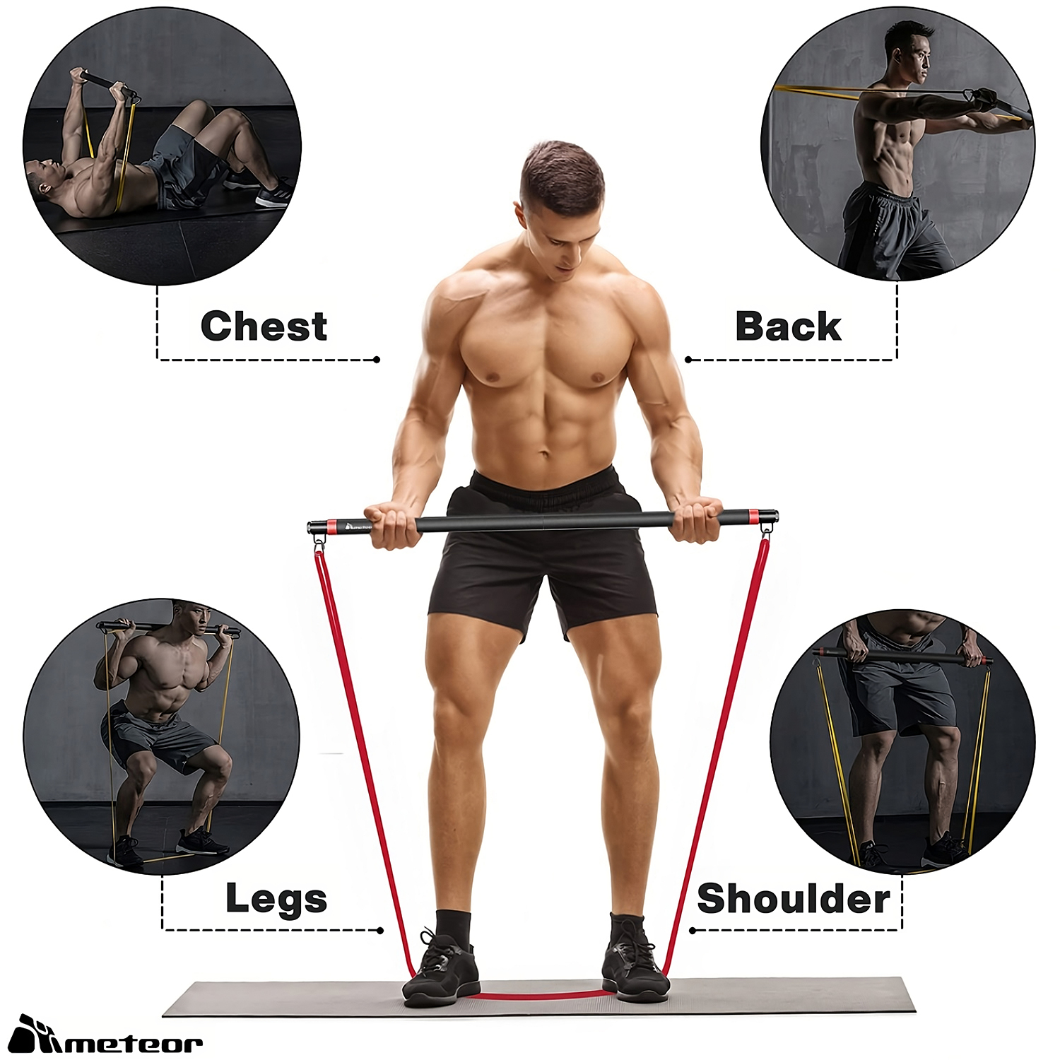 Meteor Essential Power Bands Resistance Loop Set Dumbbell Barbell Home Fitness - Picture 37 of 107