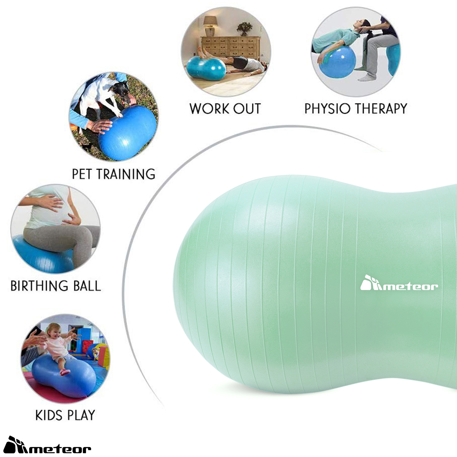 METEOR Anti-Burst Peanut Ball-Yoga Ball-Gym Ball-Swiss Ball-Pet-Kids-Birth Ball - Picture 40 of 56
