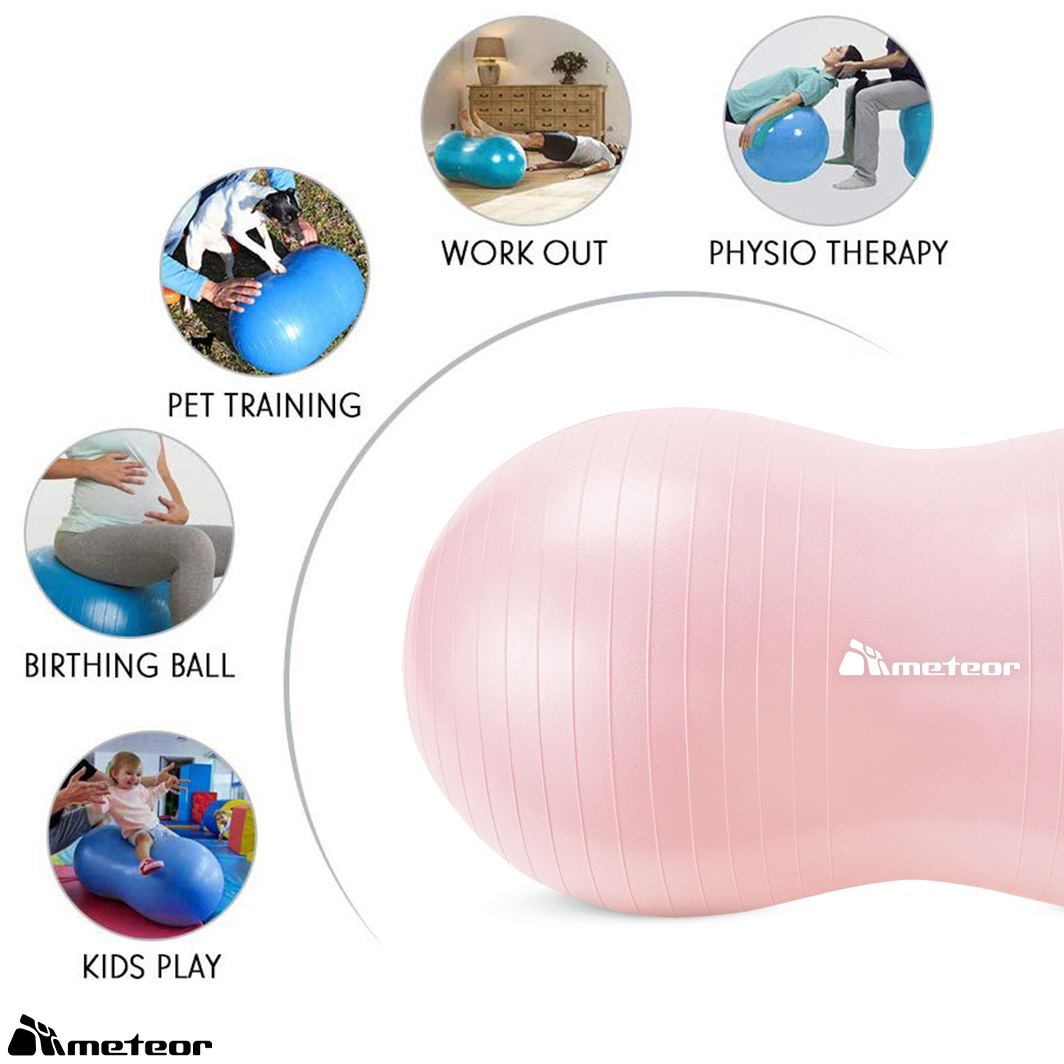 METEOR Anti-Burst Peanut Ball-Yoga Ball-Gym Ball-Swiss Ball-Pet-Kids-Birth Ball - Picture 50 of 56