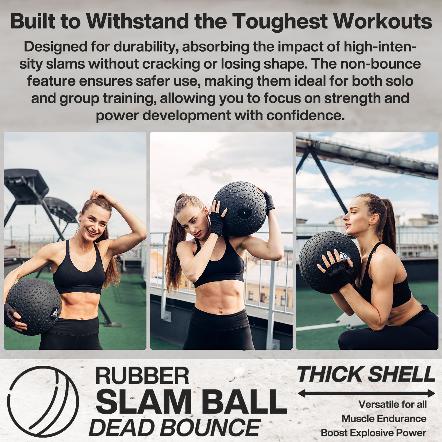 METEOR Dead Bounce Slam Ball Medicine Ball Durable Shell Anti Slip Tyre Tread - Picture 34 of 130