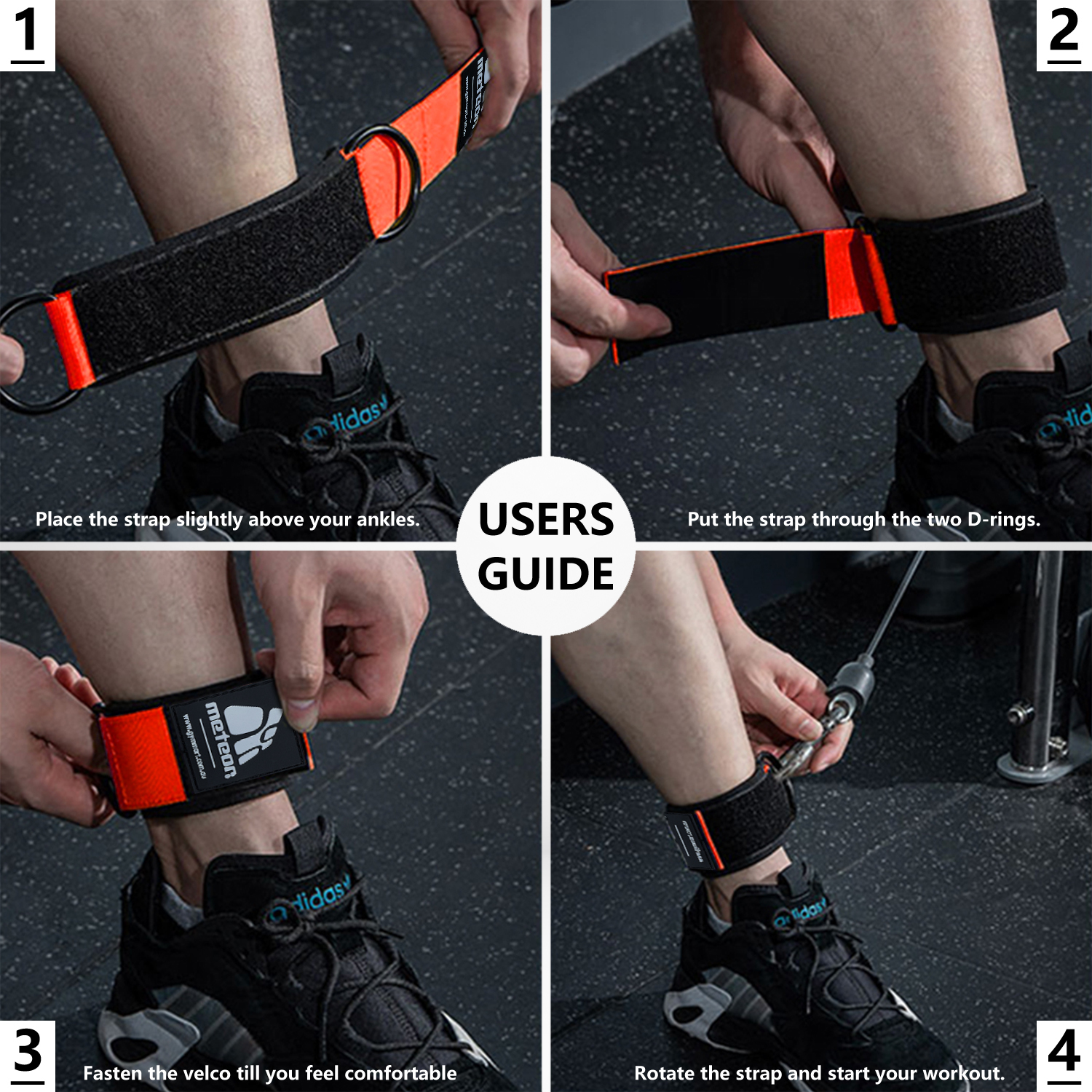 METEOR Ankle Strap Wrist Cuff-Cable Machine Attachments Kickback, Leg Extensions - Picture 24 of 39