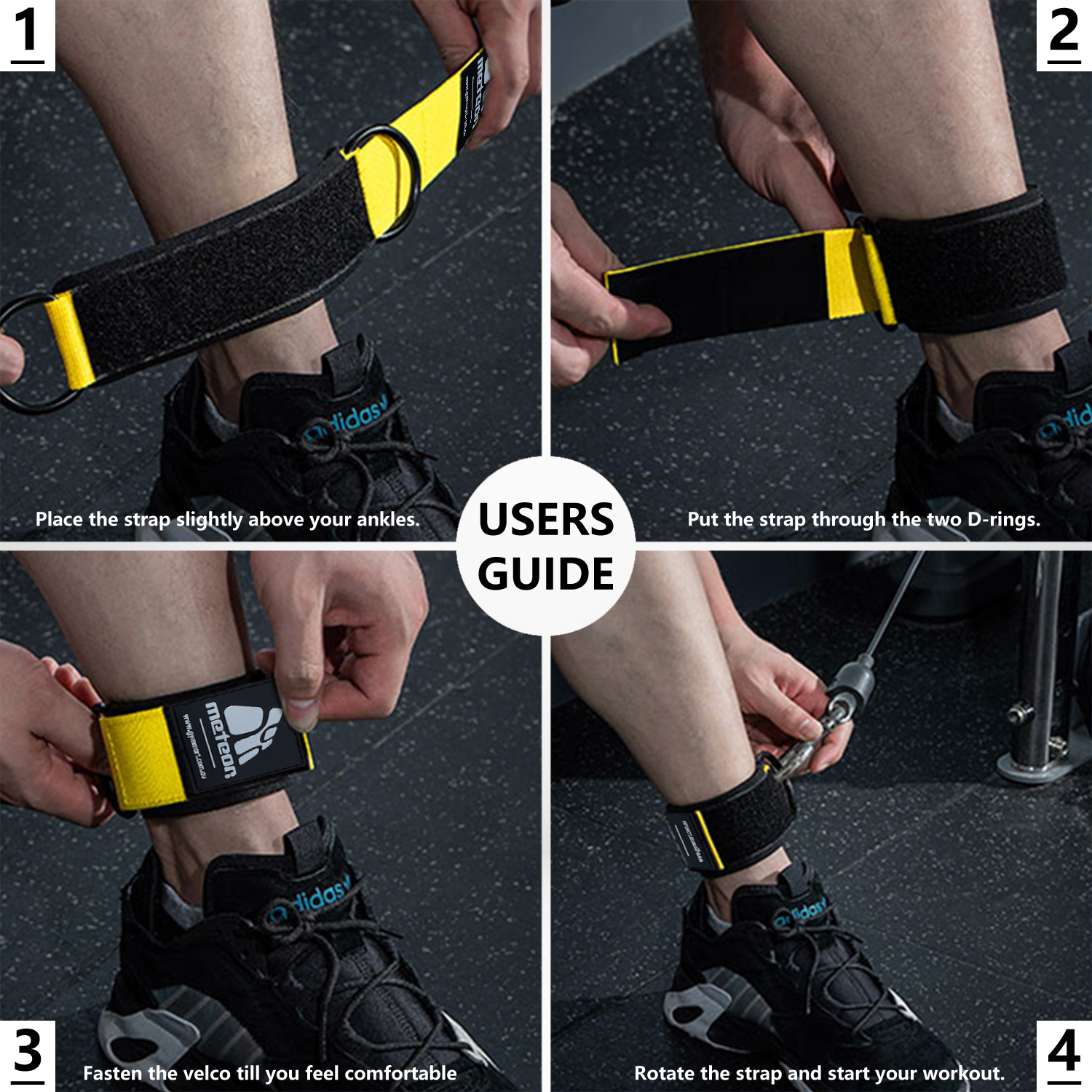 METEOR Ankle Strap Wrist Cuff-Cable Machine Attachments Kickback, Leg Extensions - Picture 34 of 39