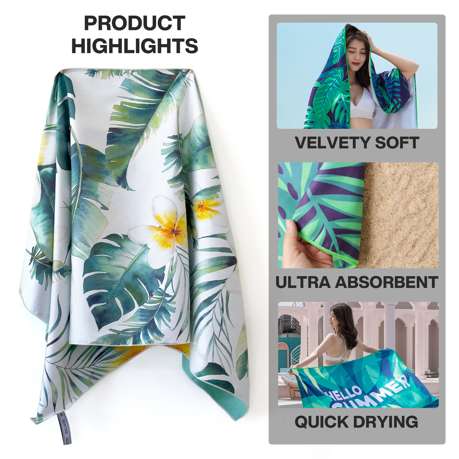 METEOR 180x90cm Extra Large Beach Towel, Sand Free, Quick Dry, With Carry Bag - Picture 33 of 203