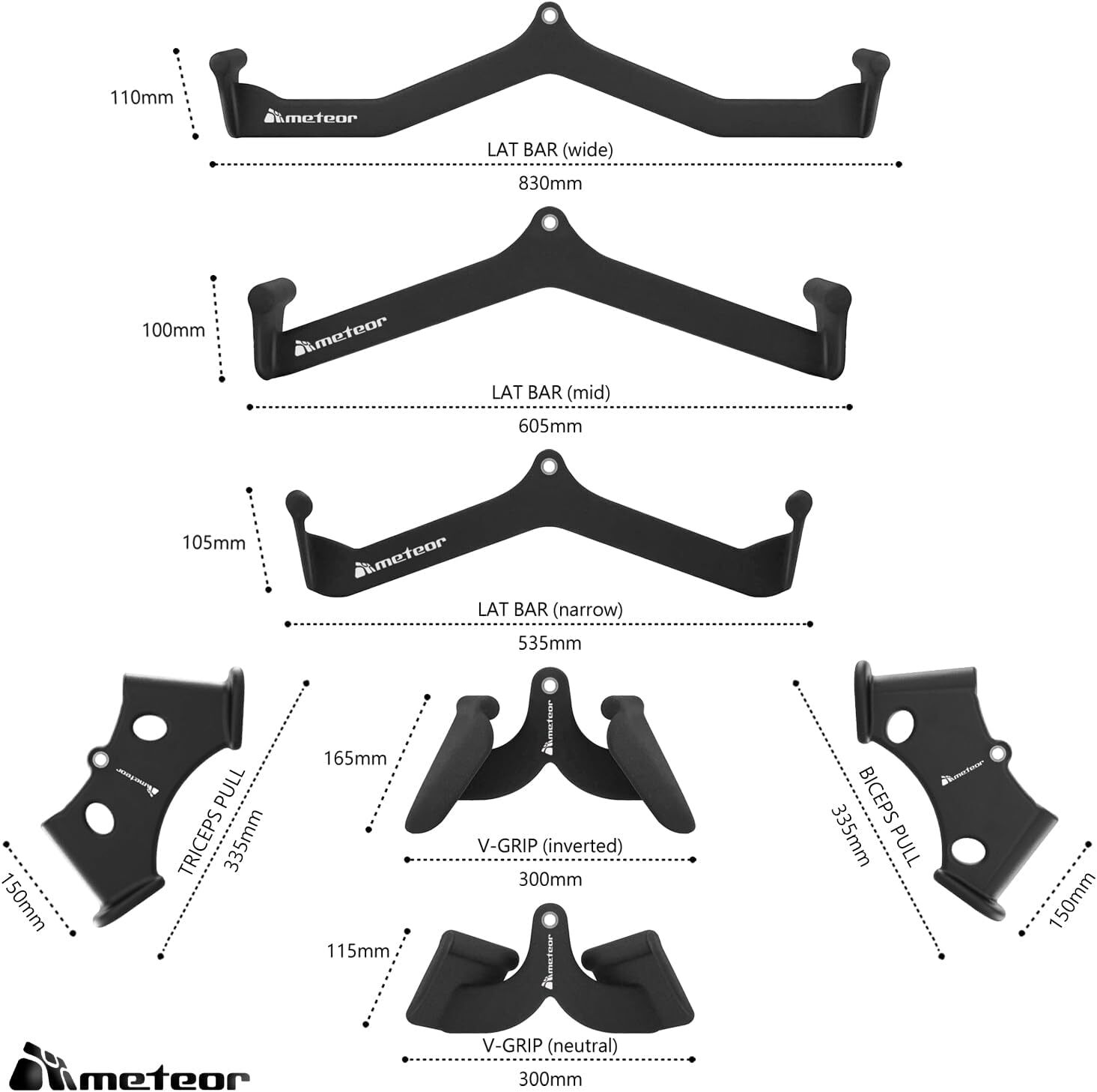 METEOR Cable Pulley Attachments, Exercise Machine Accessories LAT V-GRIP BICEPS - Picture 51 of 70
