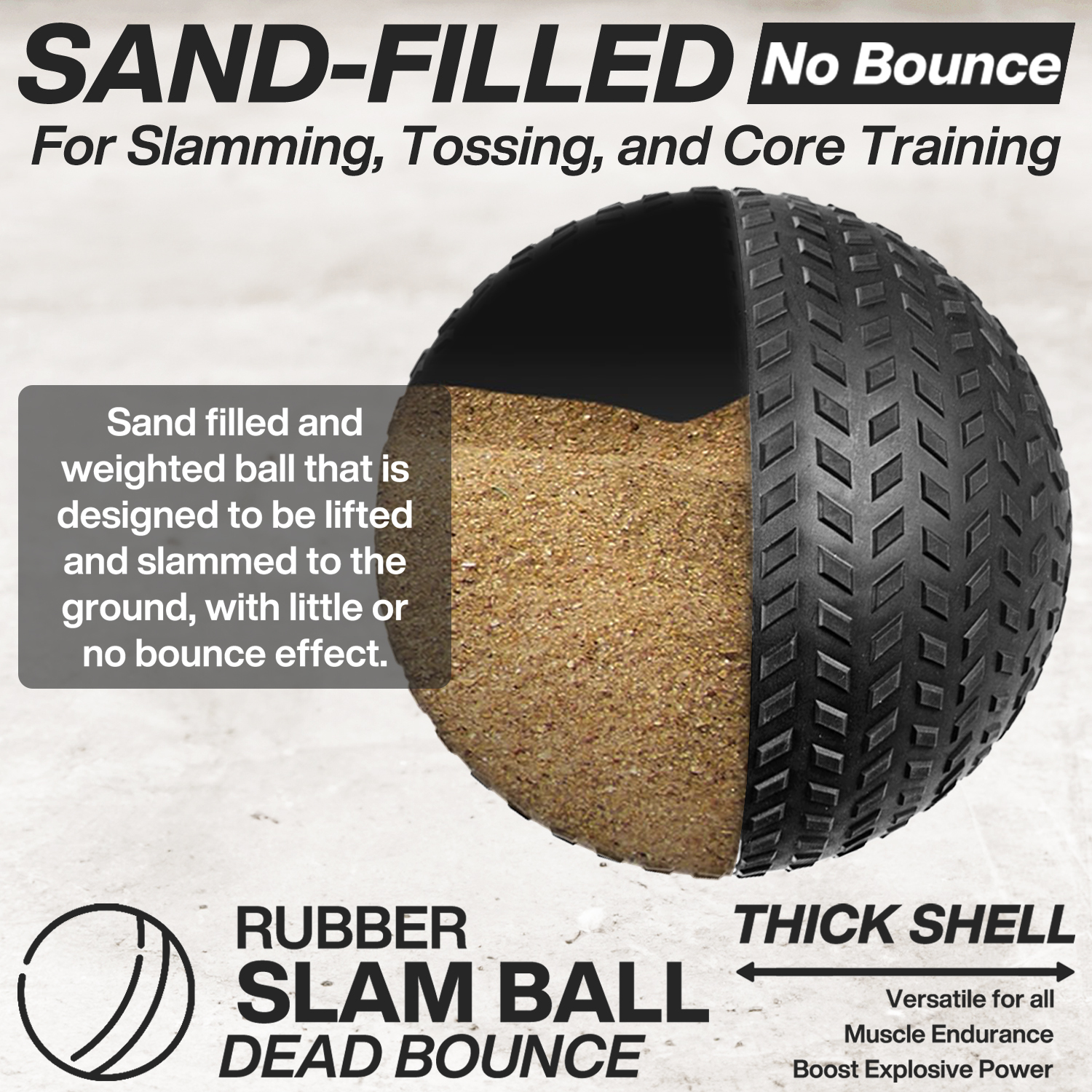 METEOR Dead Bounce Slam Ball Medicine Ball Durable Shell Anti Slip Tyre Tread - Picture 35 of 130