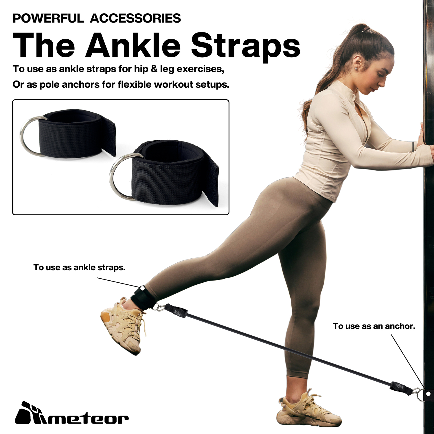 METEOR Resistance Bands Set, All-in-One Exercise Kit, 5-70kg Resistance - Picture 14 of 49