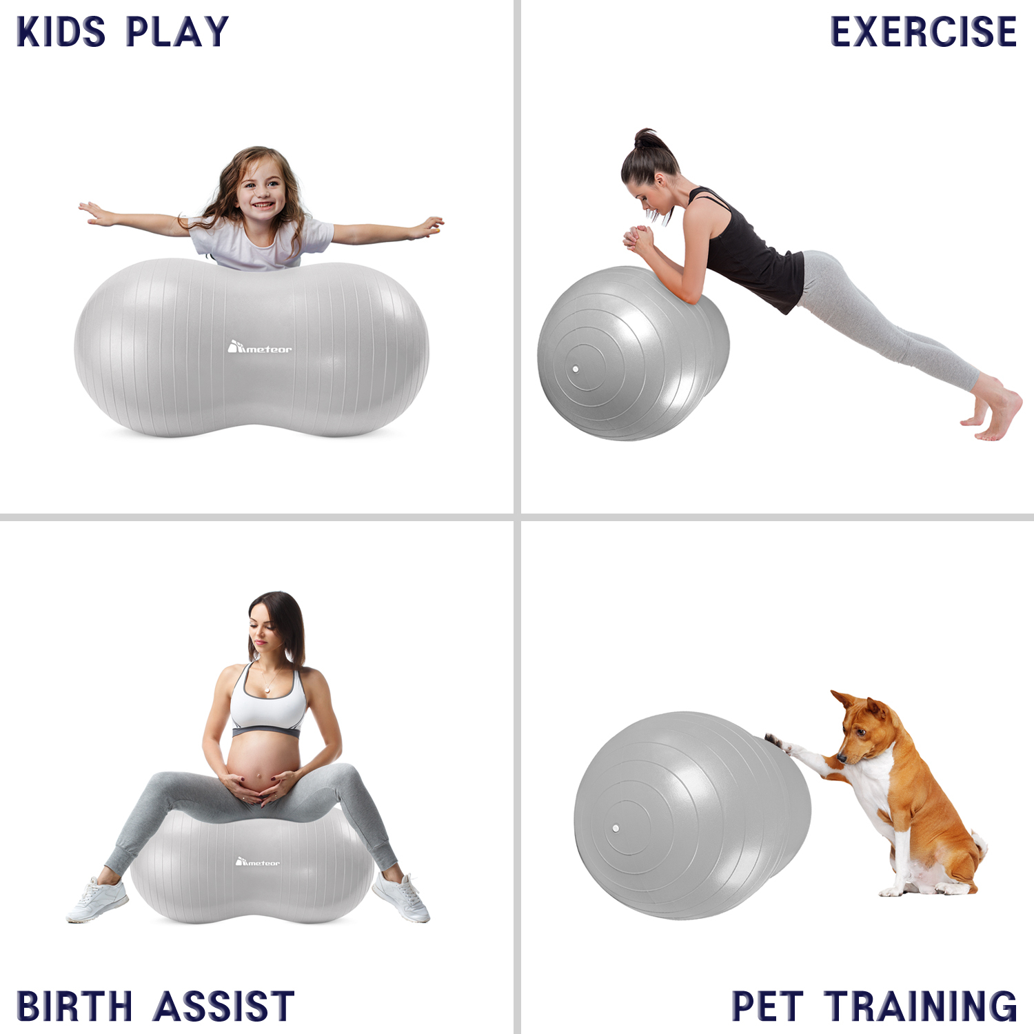 METEOR Anti-Burst Peanut Ball-Yoga Ball-Gym Ball-Swiss Ball-Pet-Kids-Birth Ball - Picture 32 of 56