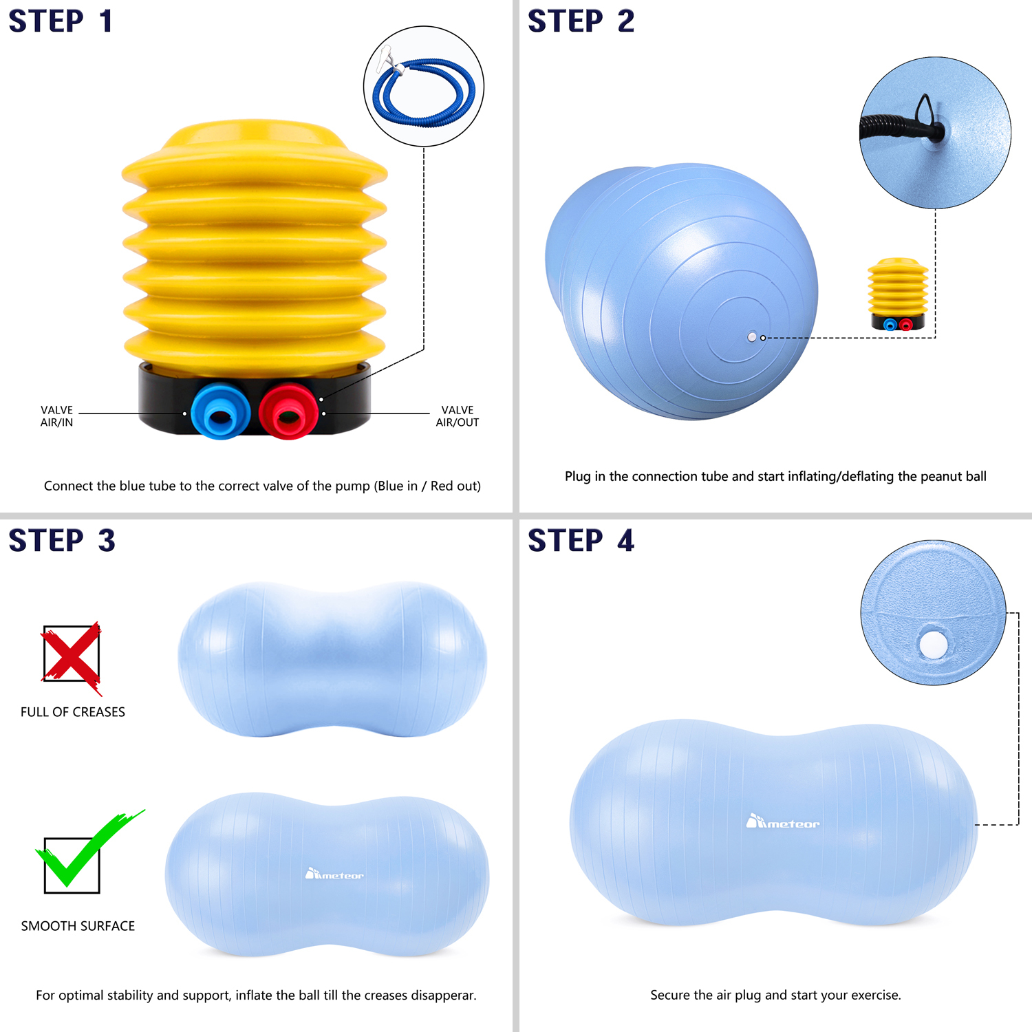 METEOR Anti-Burst Peanut Ball-Yoga Ball-Gym Ball-Swiss Ball-Pet-Kids-Birth Ball - Picture 14 of 56