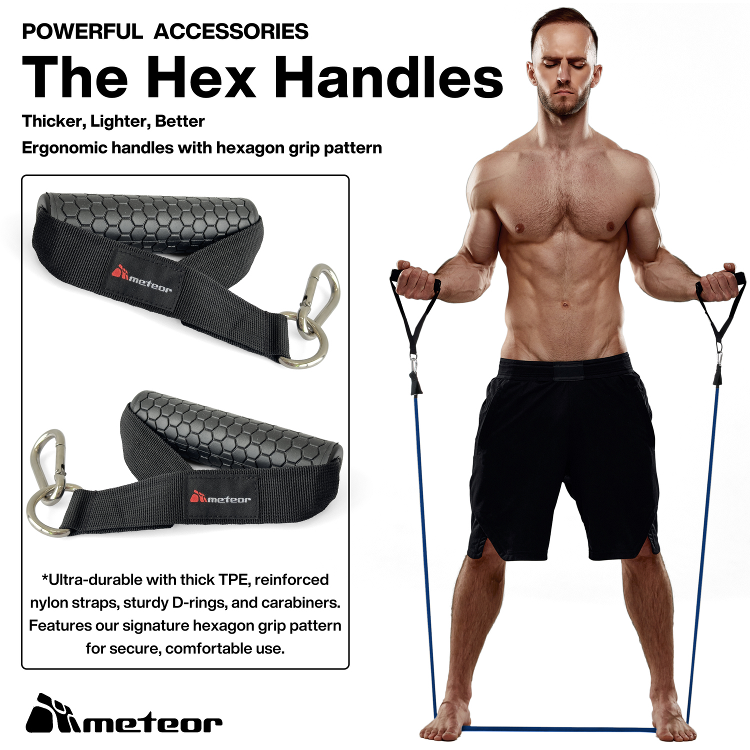 METEOR Resistance Bands Set, All-in-One Exercise Kit, 5-70kg Resistance - Picture 25 of 49