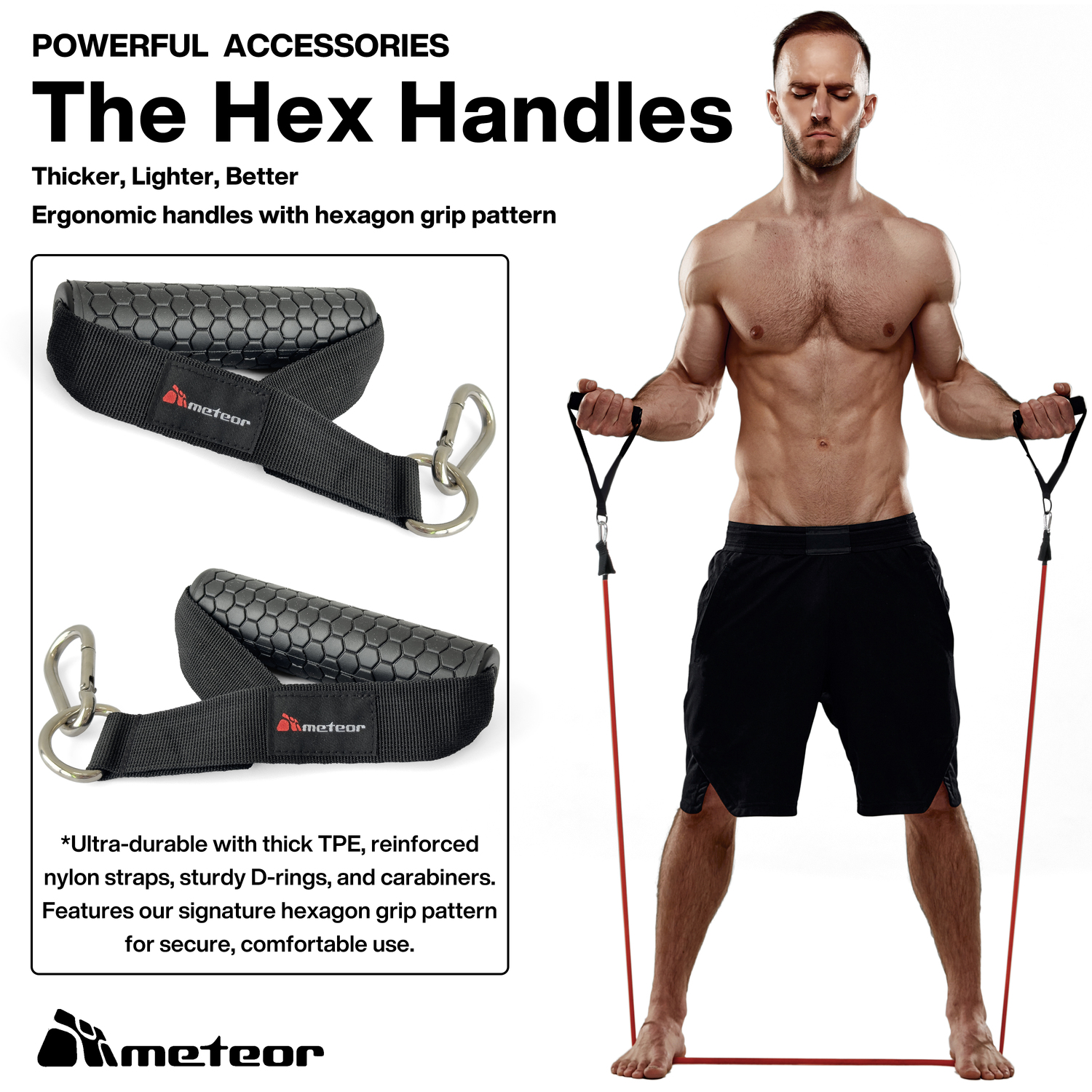 METEOR Resistance Bands Set, All-in-One Exercise Kit, 5-70kg Resistance - Picture 45 of 49