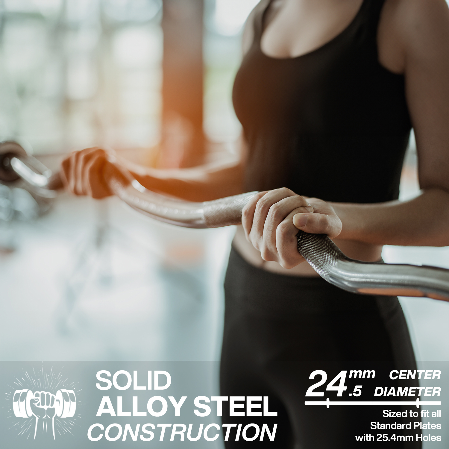 Standard Weight Lifting Barbell in 25.4mm Loadable Sleeves