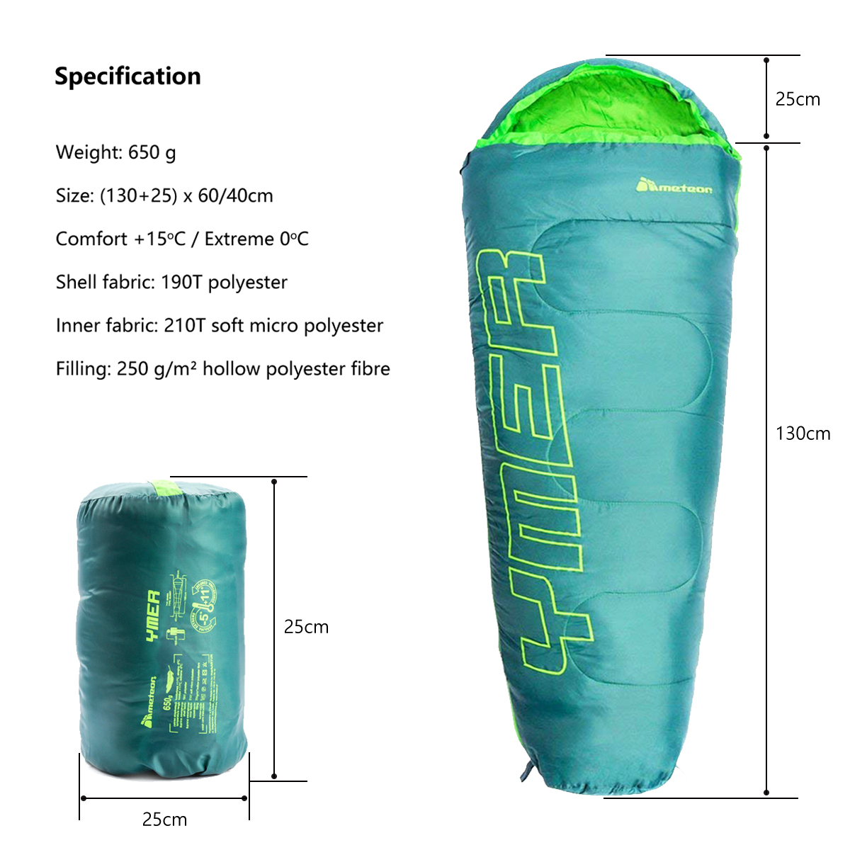 METEOR 150x60cm Kids Sleeping Bag Junior Sleeping Bag Lightweight