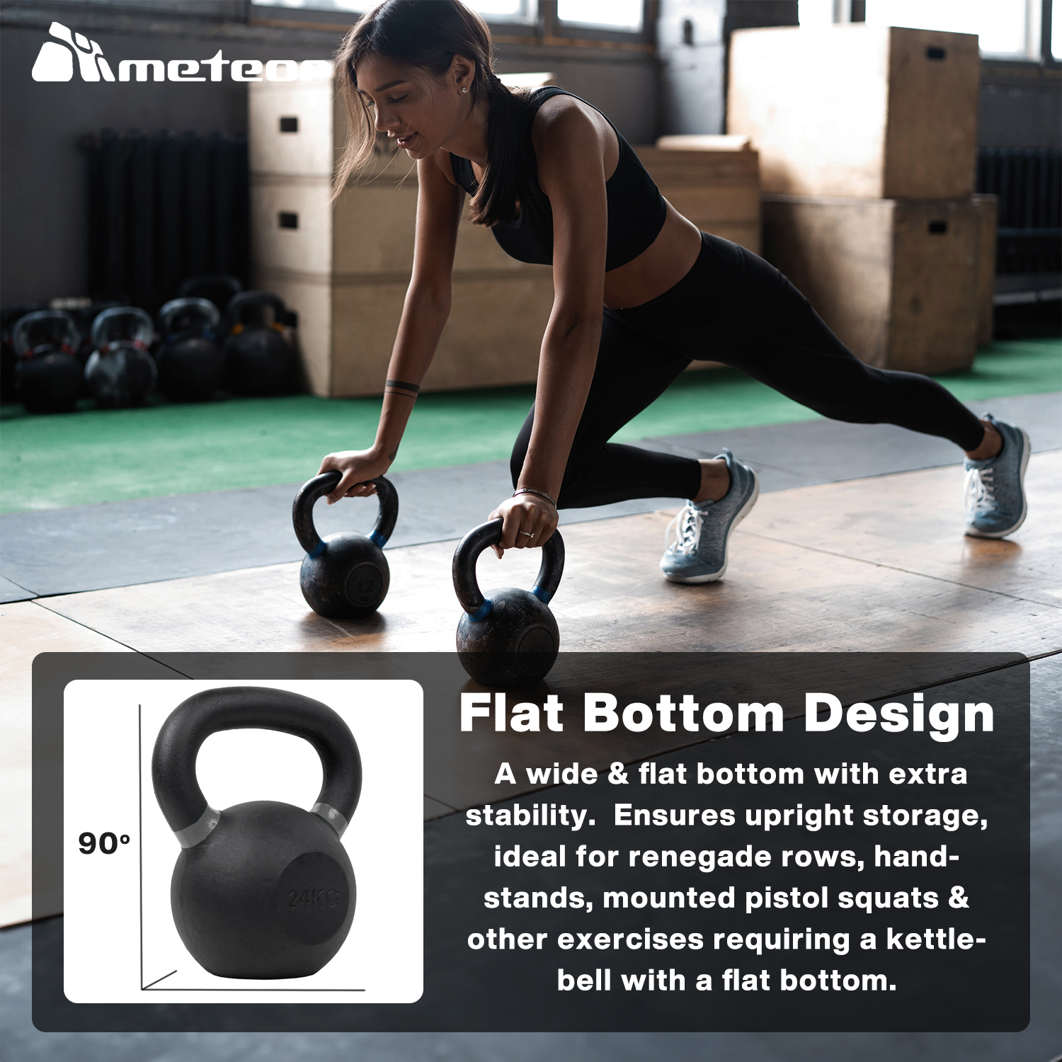 METEOR 4-24kg Cast Iron Kettlebells with Color-Coding Weightlifting Kettlebells - Picture 73 of 77