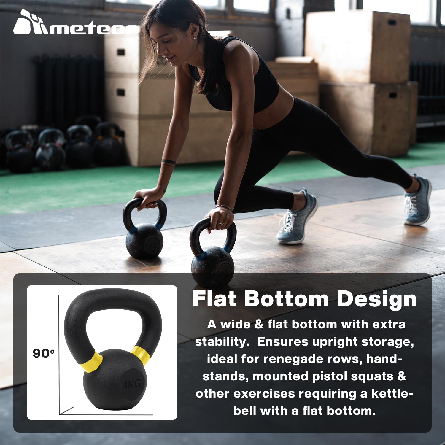 METEOR 4-24kg Cast Iron Kettlebells with Color-Coding Weightlifting Kettlebells - Picture 18 of 77