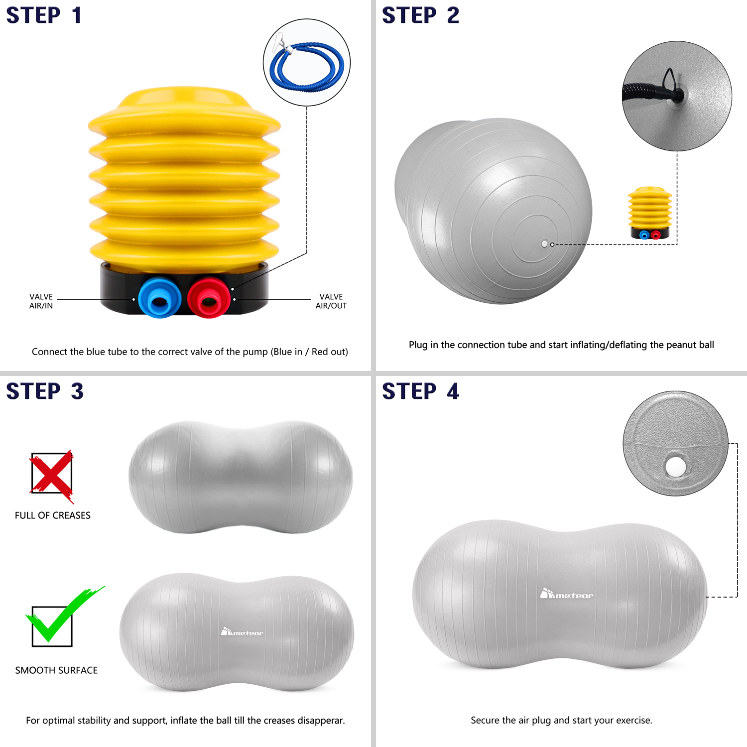 METEOR Anti-Burst Peanut Ball-Yoga Ball-Gym Ball-Swiss Ball-Pet-Kids-Birth Ball - Picture 33 of 56