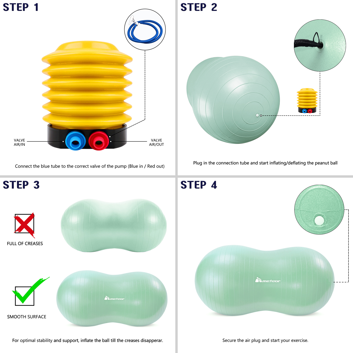METEOR Anti-Burst Peanut Ball-Yoga Ball-Gym Ball-Swiss Ball-Pet-Kids-Birth Ball - Picture 43 of 56