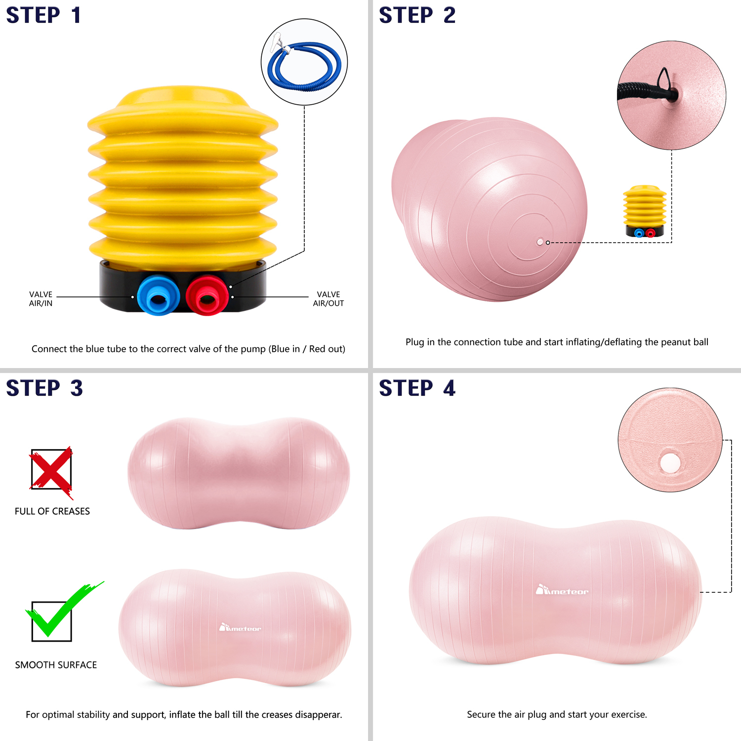 METEOR Anti-Burst Peanut Ball-Yoga Ball-Gym Ball-Swiss Ball-Pet-Kids-Birth Ball - Picture 53 of 56