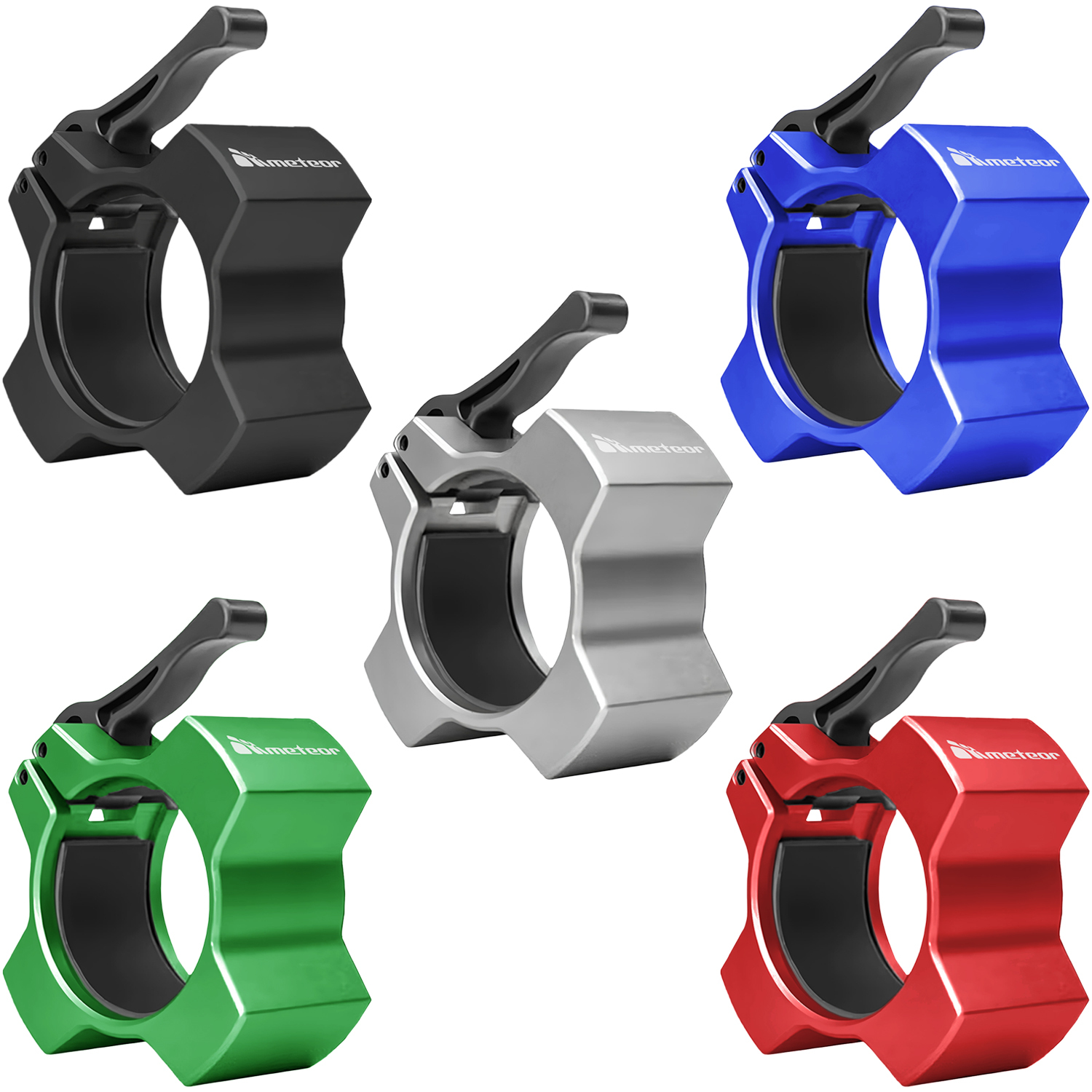 METEOR 50mm Aluminium Quick-Release Olympic Barbell Collars Clips Clamps - Picture 19 of 40