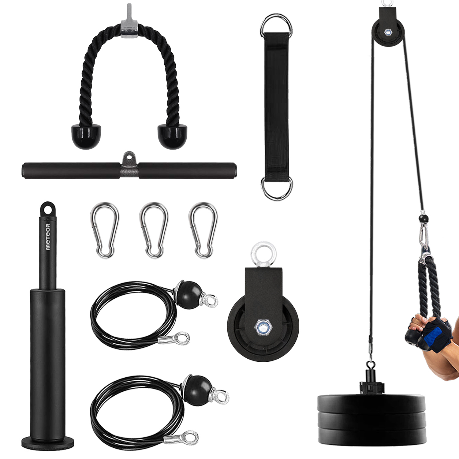 METEOR Cable Pulley Attachment Tricep Rope V Grip LAT Pull Down Gym Accessory - Picture 116 of 122