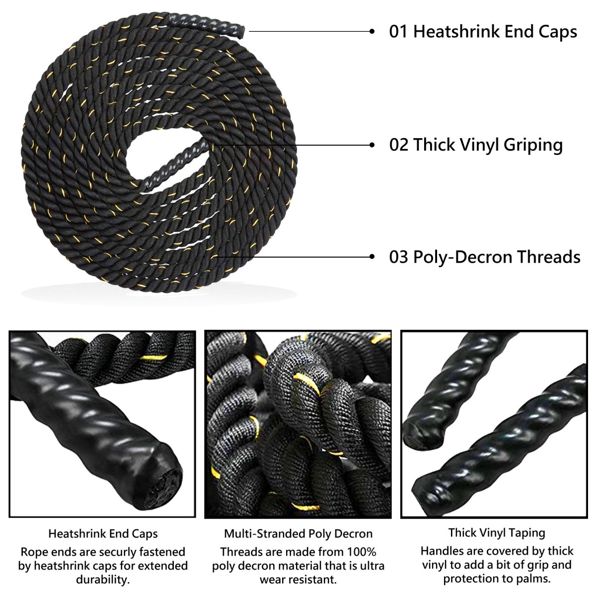 Meteor Battling Ropes Battle Ropes 9m,12m,15m for Strength Training