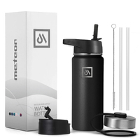 METEOR Insulated Water Bottle with 3 Replaceable Lids,Stainless Steel Water Bottle,Vacuum Flask