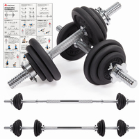 METEOR Essential Cast Iron Dumbbell Barbell Set, Weightlifting Dumbbell Set, Barbell Set