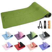 Meteor 6mm Dual-Tone TPE Yoga Mat with Alignment Lines, Non-Slip Textured, Knee Comfort Padding, Perfect for Yoga, Pilates and Fitness Exercise