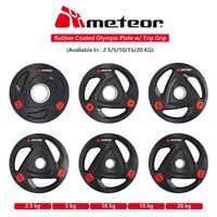 METEOR Tri-Grip Rubber Olympic Weight Plate in 50mm Center Diameter