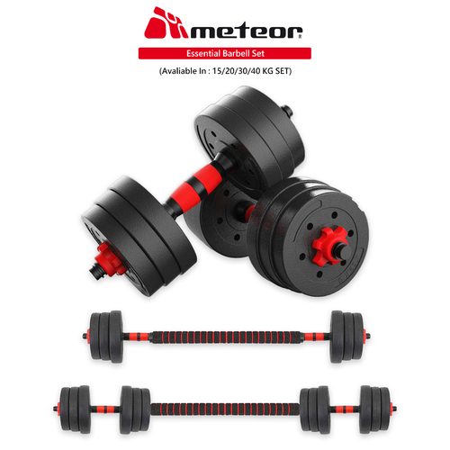 METEOR Essential Dumbbell Set Barbell Set - Entry Level Home Gym Dumbbell Weightlifting Weight Plates Dumbbell Barbell 