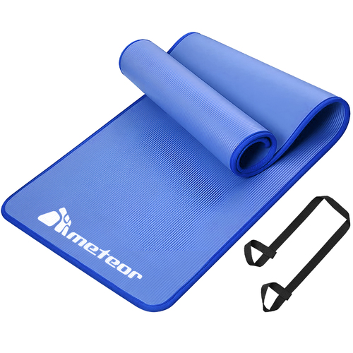METEOR 183x65cm NBR Yoga Mat, 10mm Extra Thick Exercise Mat (Blue)