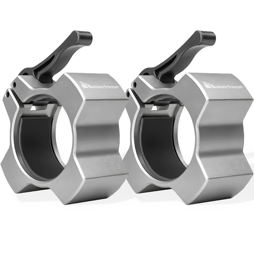 METEOR 50mm Aluminium Quick-Release Olympic Barbell Collars Clips Clamps (Silver)