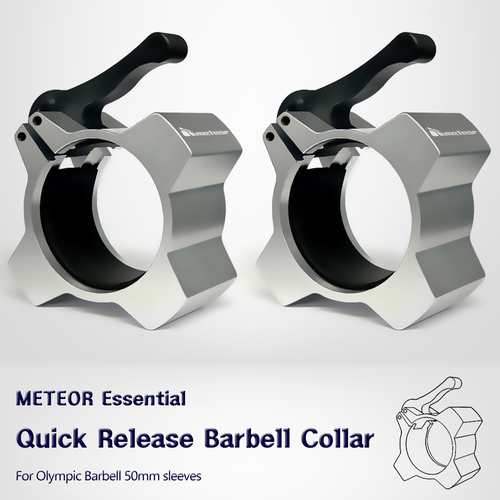 METEOR Essential Olympic Barbell Collars-Barbell Clamps-Barbell Clips-Quick Release-Aluminium Collars