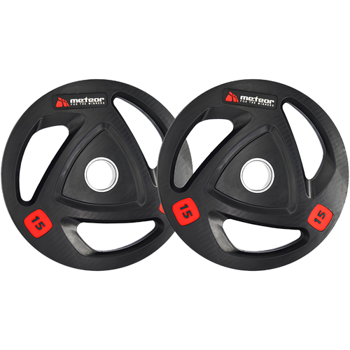 METEOR Rubber Olympic Weightlifting Plates for Olympic Barbells (15kgx2)
